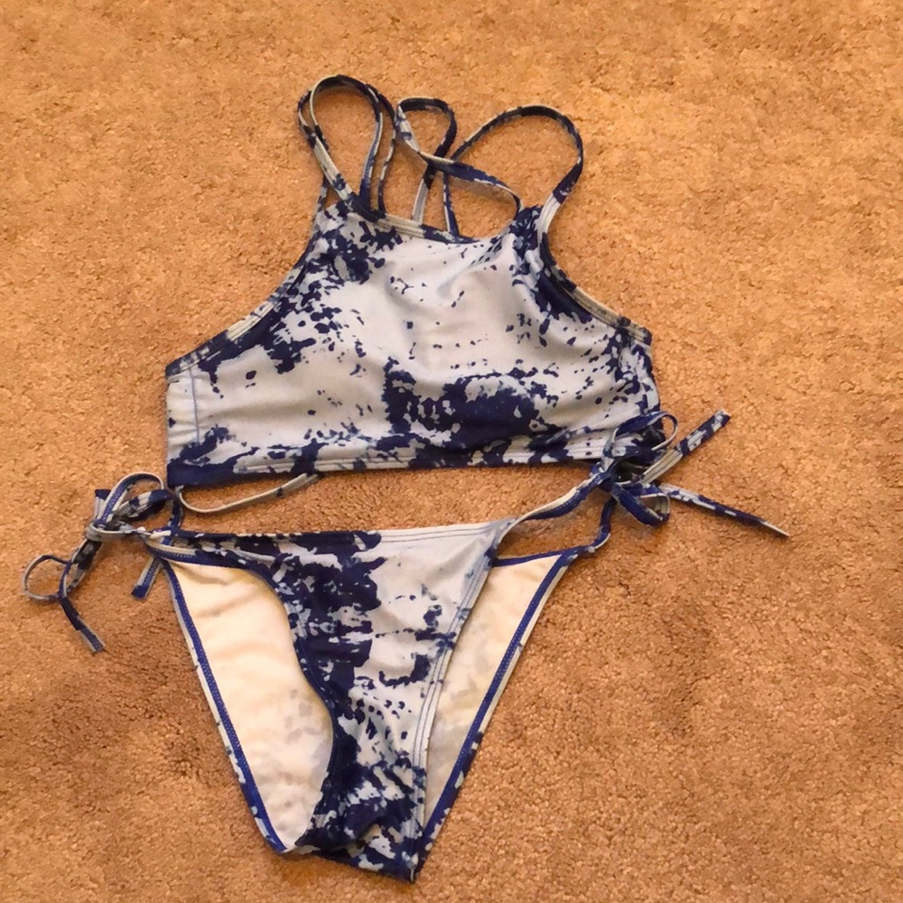 Blue tye dye bathing suit